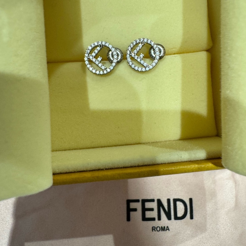 Fendi Silver Crystal Pavé Earrings